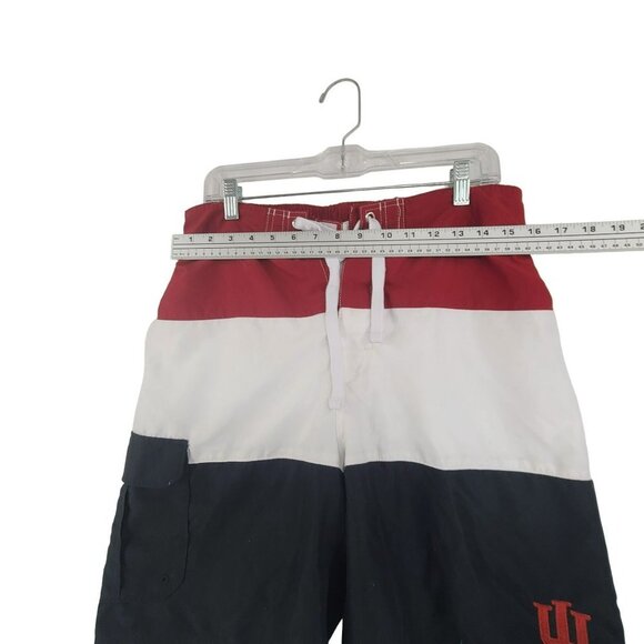 Pro Edge Men's Swimsuit Board Shorts Striped Red, White and Blue Size M - Picture 3 of 9